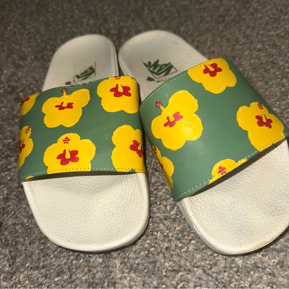 Vans Green and Yellow Floral Slides - Picture 3 of 5
